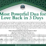 Dua for Love Back in 3 Days 